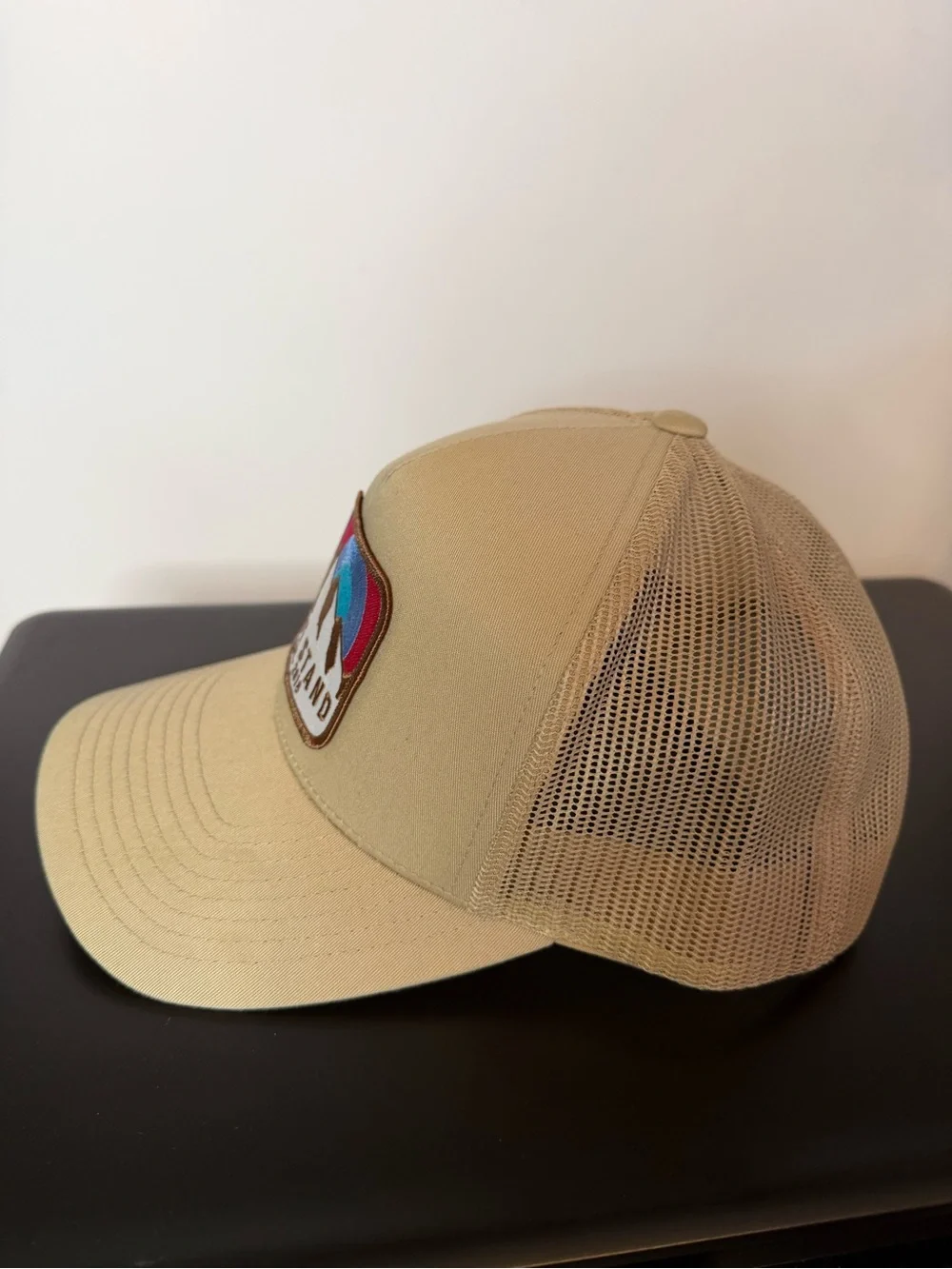 Last Stand Mountain Range Patch Snapback Baseball Cap Tan